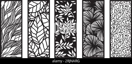 Panneau à feuilles découpé au laser. écrans de séparation de pièce, artisanat de papier, fond de carte. Illustration de Vecteur