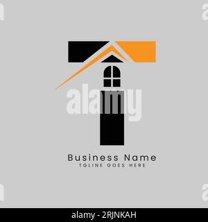 T lettre logo immobilier, illustration vectorielle modèle concept logo de conception pour l'image d'affaires de propriété commencer avec Alphabet T. Illustration de Vecteur