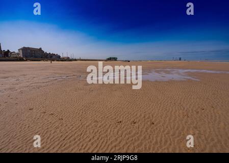 Redcar Seaside Town, plages et parcs éoliens Banque D'Images