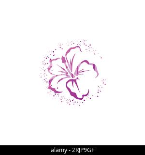 Hibiscus fleur logo design icône vecteur d'icône de nature fraîche illustration de floraison. vecteur d'icône logo hibiscus isolé sur fond blanc Illustration de Vecteur