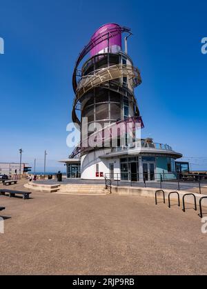 Redcar Seaside Town, plages et parcs éoliens Banque D'Images