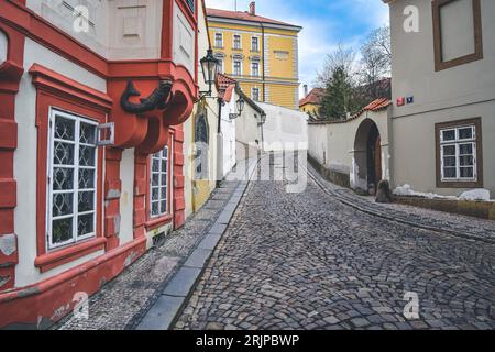 Historic road with original buildings on the way to New World 'Novy Svet', Prague, Czech Republic Stock Photo