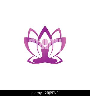 Abstrait Lotus Flower et les gens logo vecteur de conception yoga icône de bien-être symbole des éléments. Logo Lotus People. Résumé du logo Lotus Flower. Illustration de Vecteur