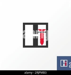 Logo design concept graphique créatif abstrait premium vecteur stock lettre initiale H ou HI police de ligne avec vis à l'intérieur. Menuisier de biens immobiliers connexes Illustration de Vecteur