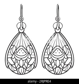 Icône de ligne de boucles d'oreilles. Ears bijou illustration vectorielle isolé sur blanc. Style de contour de bijoux. Illustration de Vecteur