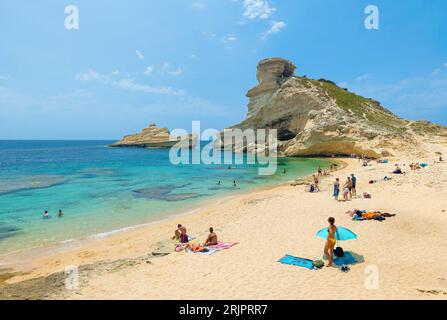 Bonifacio (Corse, France) - la Corse est une grande île française en Méditerranée, à côté de l'Italie. Ici ville de Bonifacio avec plages Fazzio, Saint Antoine Banque D'Images