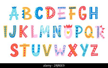 Vector Funny Alphabet Scandinavian Funny Kids font Illustration de Vecteur