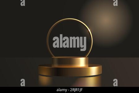 Podium de scène d'or avec éclairage, scène de podium de scène avec for Award, fond d'élément de décor. Vecteur Illustration de Vecteur