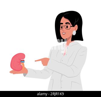 Médecin néphrologue, problèmes rénaux. Journée mondiale du don et de la transplantation d'organes.Journée mondiale du rein. Concept de traitement des maladies rénales, rein Illustration de Vecteur