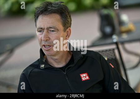 Tegelen, pays-Bas. 23 août 2023, Tegelen, pays-Bas. 23 août 2023. L'entraîneur-chef de la Belgique Raoul Ehren photographié lors d'une conférence de presse de l'équipe nationale belge féminine de hockey Red Panthers, mercredi 23 août 2023 à Tegelen, aux pays-Bas. L'équipe joue actuellement les championnats d'Europe EuroHockey, qui se dérouleront en Allemagne du 18 au 27 août 2023. BELGA PHOTO DIRK WAEM crédit : Belga News Agency/Alamy Live News Banque D'Images