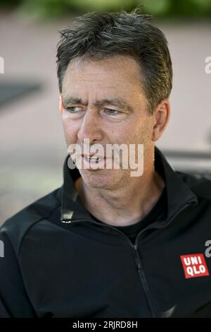 Tegelen, pays-Bas. 23 août 2023. L'entraîneur-chef de la Belgique Raoul Ehren photographié lors d'une conférence de presse de l'équipe nationale belge féminine de hockey Red Panthers, mercredi 23 août 2023 à Tegelen, aux pays-Bas. L'équipe joue actuellement les championnats d'Europe EuroHockey, qui se dérouleront en Allemagne du 18 au 27 août 2023. BELGA PHOTO DIRK WAEM crédit : Belga News Agency/Alamy Live News Banque D'Images