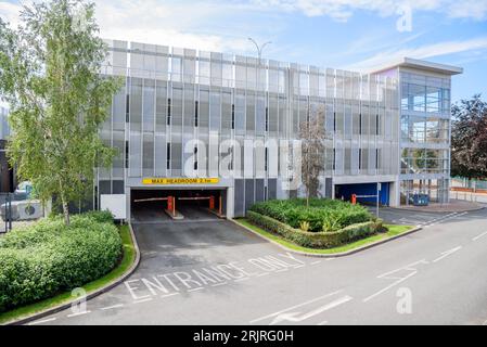 New multi-storey car park in a city centre on a sunny summer day Stock Photo