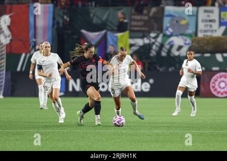 20 août 2023 ; Portland, Oregon, États-Unis; North Carolina courage au Portland Thorns FC dans un match NWSL à Providence Park. (crédit photo : Al Sermeno/KLC Banque D'Images