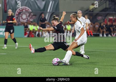 20 août 2023 ; Portland, Oregon, États-Unis; North Carolina courage au Portland Thorns FC dans un match NWSL à Providence Park. (crédit photo : Al Sermeno/KLC Banque D'Images