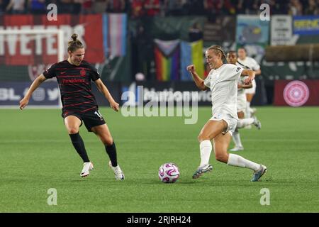 20 août 2023 ; Portland, Oregon, États-Unis; North Carolina courage au Portland Thorns FC dans un match NWSL à Providence Park. (crédit photo : Al Sermeno/KLC Banque D'Images