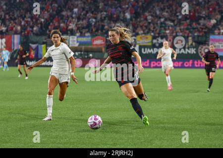 20 août 2023 ; Portland, Oregon, États-Unis; North Carolina courage au Portland Thorns FC dans un match NWSL à Providence Park. (crédit photo : Al Sermeno/KLC Banque D'Images