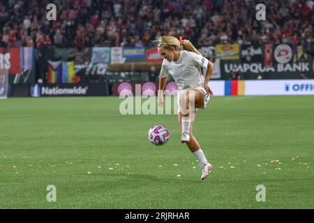 20 août 2023 ; Portland, Oregon, États-Unis; North Carolina courage au Portland Thorns FC dans un match NWSL à Providence Park. (crédit photo : Al Sermeno/KLC Banque D'Images