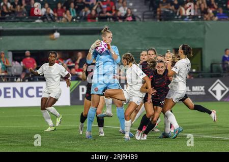 20 août 2023 ; Portland, Oregon, États-Unis; North Carolina courage au Portland Thorns FC dans un match NWSL à Providence Park. (crédit photo : Al Sermeno/KLC Banque D'Images