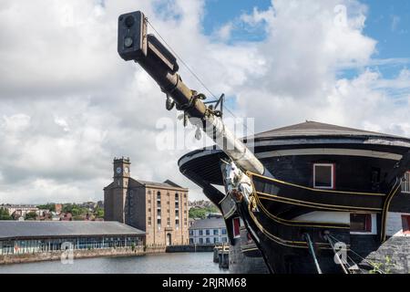 HMS Unicorn dans l'ancien Victoria Dock, Dundee. Banque D'Images