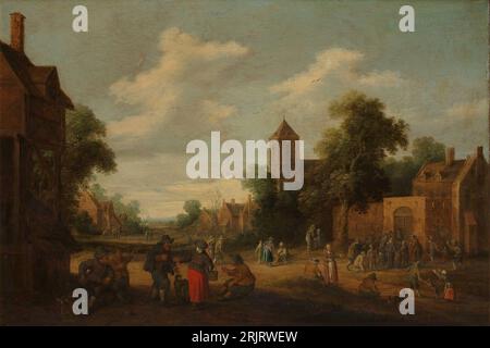 Scène de village, nourrir les affamés 1641 par Joost Cornelisz Droochsloot Banque D'Images