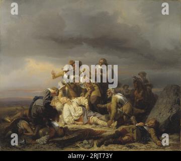 Trouver le corps du roi Gustave II Adolphe de Suède après la bataille de Lütze 1855 par Carl Wahlbom Banque D'Images