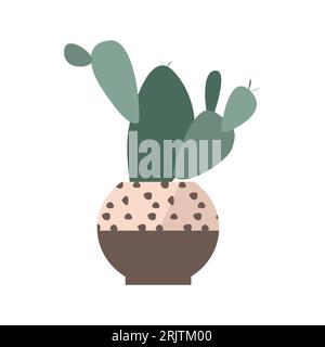 cactus succulent dans un pot de fleurs avec motif Illustration de Vecteur