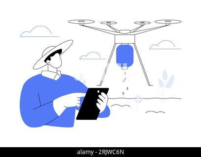 Les drones de plantation de semences abstraits concept vecteur illustration. Illustration de Vecteur