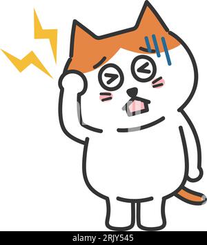 Chat tabby orange de dessin animé ayant un mal de tête, illustration vectorielle. Illustration de Vecteur