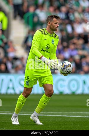 Edimbourg, Royaume-Uni. 23 août 2023. David Marshall d'Hibernian lors du match de qualification de l'UEFA Europa Conference League à Easter Road, Édimbourg. Le crédit photo devrait se lire : Neil Hanna/Sportimage crédit : Sportimage Ltd/Alamy Live News Banque D'Images