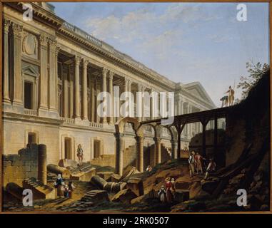 Nettoyage de la zone devant la Colonnade du Louvre vers 1760 par Pierre-Antoine Demachy Banque D'Images