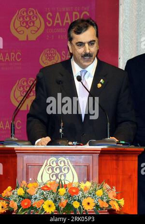 Bildnummer : 52640987 Datum : 01.08.2008 Copyright : imago/Xinhua Premierminister Syed Yousuf Raza Gilani (Pakistan) während der Eröffnungszeremonie des - 15e Sommet de l'Association sud-asiatique de coopération régionale (ASACR) - in Colombo - PUBLICATIONxNOTxINxCHN, Personen ; 2008, Colombo, Politik, Premiumd ; , hoch, Kbdig, Einzelbild, Randbild, People Bildnummer 52640987 Date 01 08 2008 Copyright Imago XINHUA Premier ministre Syed Yousuf Raza Gilani Pakistan lors de la cérémonie d'ouverture du 15e Sommet de l'Association sud-asiatique de coopération régionale de l'ASACR à Colombo PUBLICATIONxNOTxINxCHN People Banque D'Images