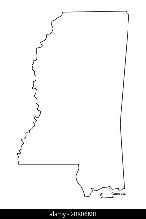 Contour de carte du Mississippi isolé sur fond blanc Illustration de Vecteur