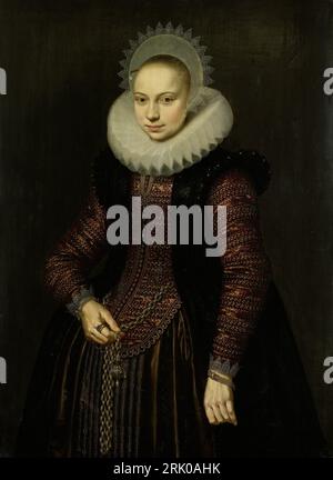 Portrait of Brechtje Overrijn van Schoterbosch (1592-1618) 1614 by Cornelis van der Voort Stock Photo