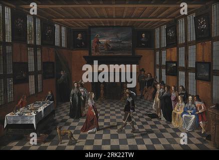 Soirée dansante dans un intérieur entre 1630 et 1651 par Christoffel Jacobsz van der Laemen Banque D'Images