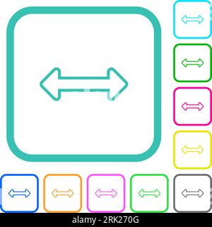 Redimensionner le contour horizontal des icônes plates de couleur vive dans des bordures incurvées sur fond blanc Illustration de Vecteur