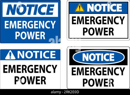 Panneau d'avis alimentation d'urgence Illustration de Vecteur