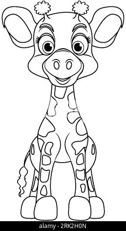 Illustration de la page de coloriage de Cute Giraffe Illustration de Vecteur