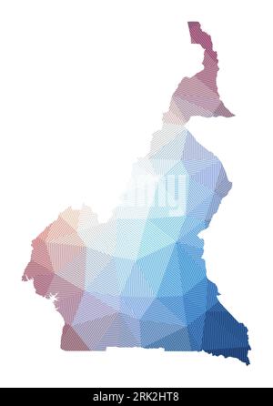 Illustration basse poly du Cameroun. Design géométrique avec rayures. Technologie, Internet, concept de réseau. Illustration vectorielle. Illustration de Vecteur