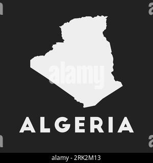 Icône Algérie. Carte du pays sur fond sombre. Carte élégante de l'Algérie avec le nom du pays. Illustration vectorielle. Illustration de Vecteur