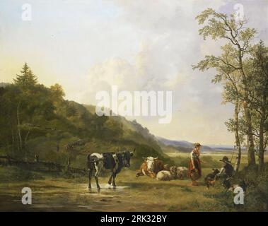 Paysage avec Berger, Berger et vaches 1820 par Pieter Gerardus van OS Banque D'Images