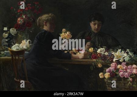 Ladies at a Flower-table 1894 by Wilhelm Peters Stock Photo