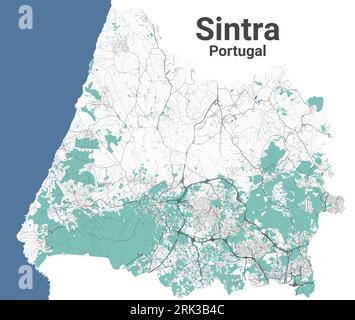 Carte de Sintra, zone administrative détaillée avec frontière Illustration de Vecteur