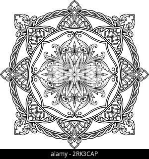 Illustration complexe illustrations vectorielles monochromes mandala de feuilles de cannabis classiques pour votre logo de travail, t-shirt de marchandises, autocollants et étiquette desig Illustration de Vecteur