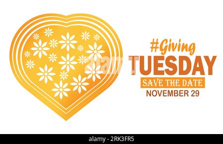 Giving Tuesday Background. global day of charitable giving. Hashtag and Save the date typography. Charity campaign banner design. vector illustration. Stock Vector