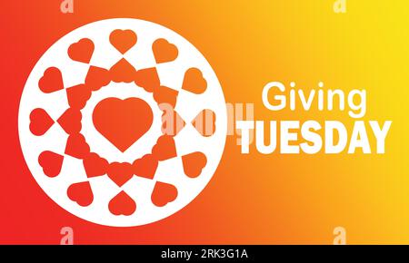 Giving Tuesday, the world's day of charity giving with a heart symbol. Background design, banners and social media posts, vector illustration. Stock Vector