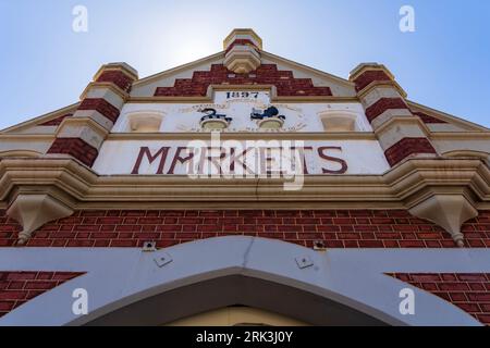 Panneau d'entrée des marchés de Fremantle, Australie occidentale. Banque D'Images