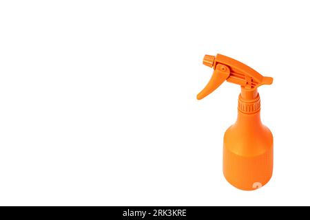 Orange spray bottle on white background Stock Photo