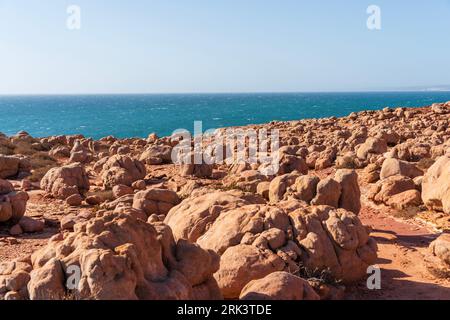 Le terrain rocheux de Rainbow Valley dans le parc national de Kalbarri Banque D'Images