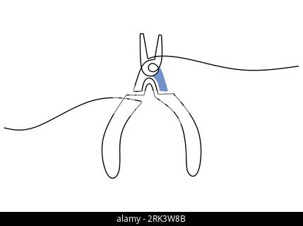 One continuous single line of pliers for labor day isolated on white background. Stock Vector