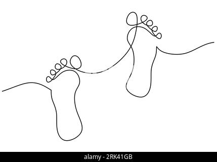 One continuous single line of two soles isolated on white background. Stock Vector